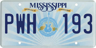MS license plate PWH193