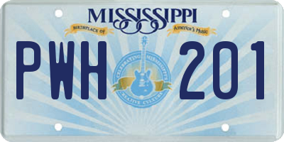 MS license plate PWH201