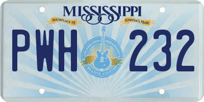 MS license plate PWH232