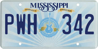 MS license plate PWH342