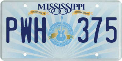 MS license plate PWH375