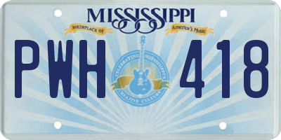 MS license plate PWH418