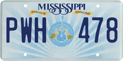 MS license plate PWH478