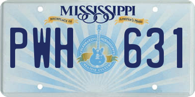 MS license plate PWH631