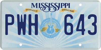 MS license plate PWH643