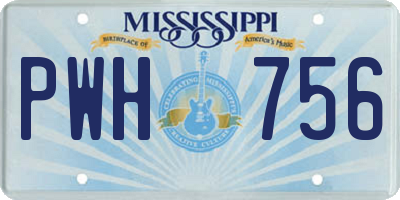 MS license plate PWH756