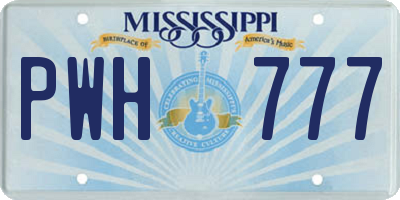 MS license plate PWH777