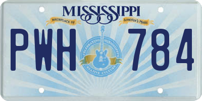 MS license plate PWH784