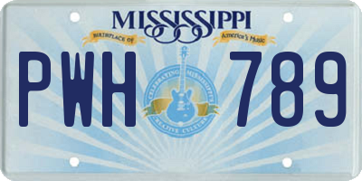 MS license plate PWH789