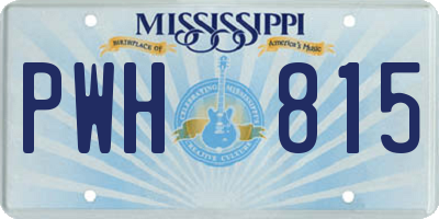 MS license plate PWH815