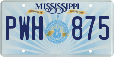 MS license plate PWH875