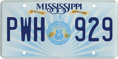 MS license plate PWH929