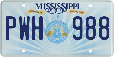 MS license plate PWH988