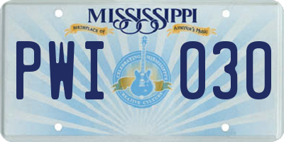 MS license plate PWI030