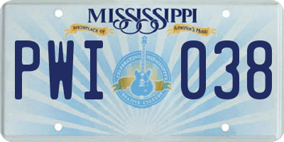 MS license plate PWI038