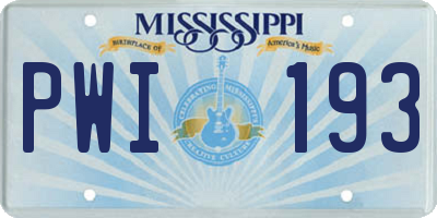 MS license plate PWI193