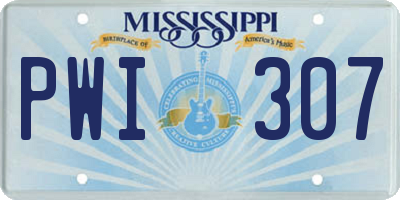 MS license plate PWI307