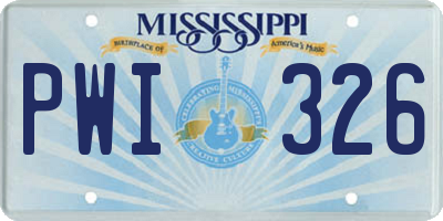 MS license plate PWI326