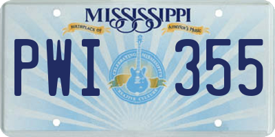 MS license plate PWI355