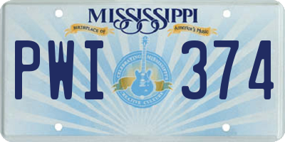 MS license plate PWI374