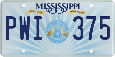 MS license plate PWI375