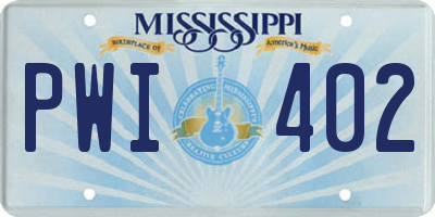 MS license plate PWI402