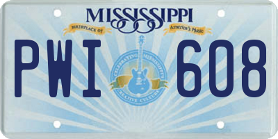 MS license plate PWI608