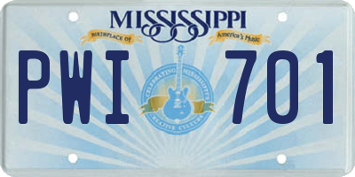 MS license plate PWI701