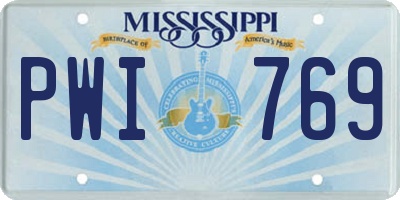 MS license plate PWI769