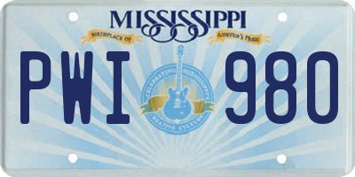 MS license plate PWI980