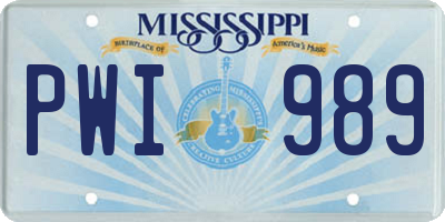 MS license plate PWI989