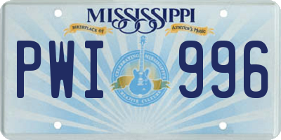 MS license plate PWI996