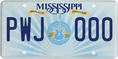 MS license plate PWJ000