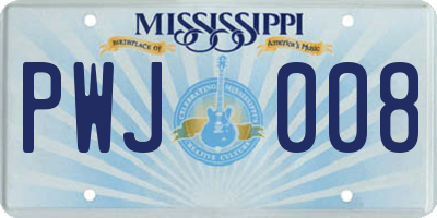 MS license plate PWJ008