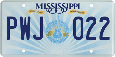 MS license plate PWJ022