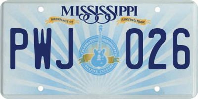 MS license plate PWJ026
