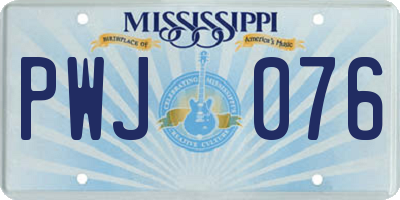 MS license plate PWJ076