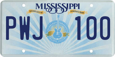 MS license plate PWJ100