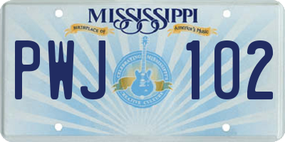 MS license plate PWJ102