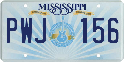 MS license plate PWJ156