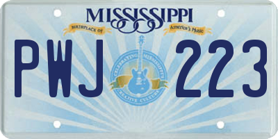 MS license plate PWJ223