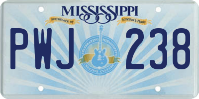 MS license plate PWJ238