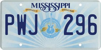 MS license plate PWJ296