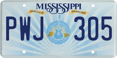 MS license plate PWJ305