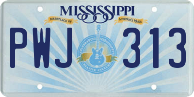 MS license plate PWJ313