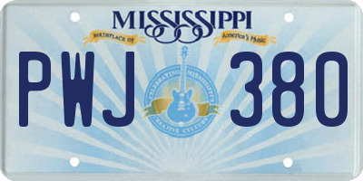 MS license plate PWJ380