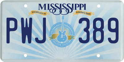 MS license plate PWJ389