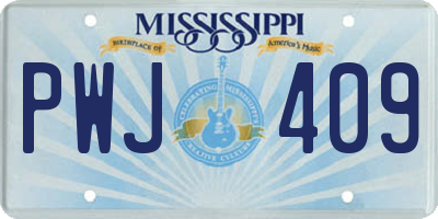 MS license plate PWJ409