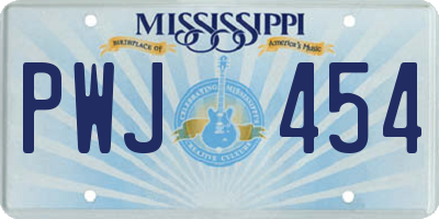 MS license plate PWJ454