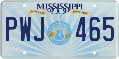 MS license plate PWJ465